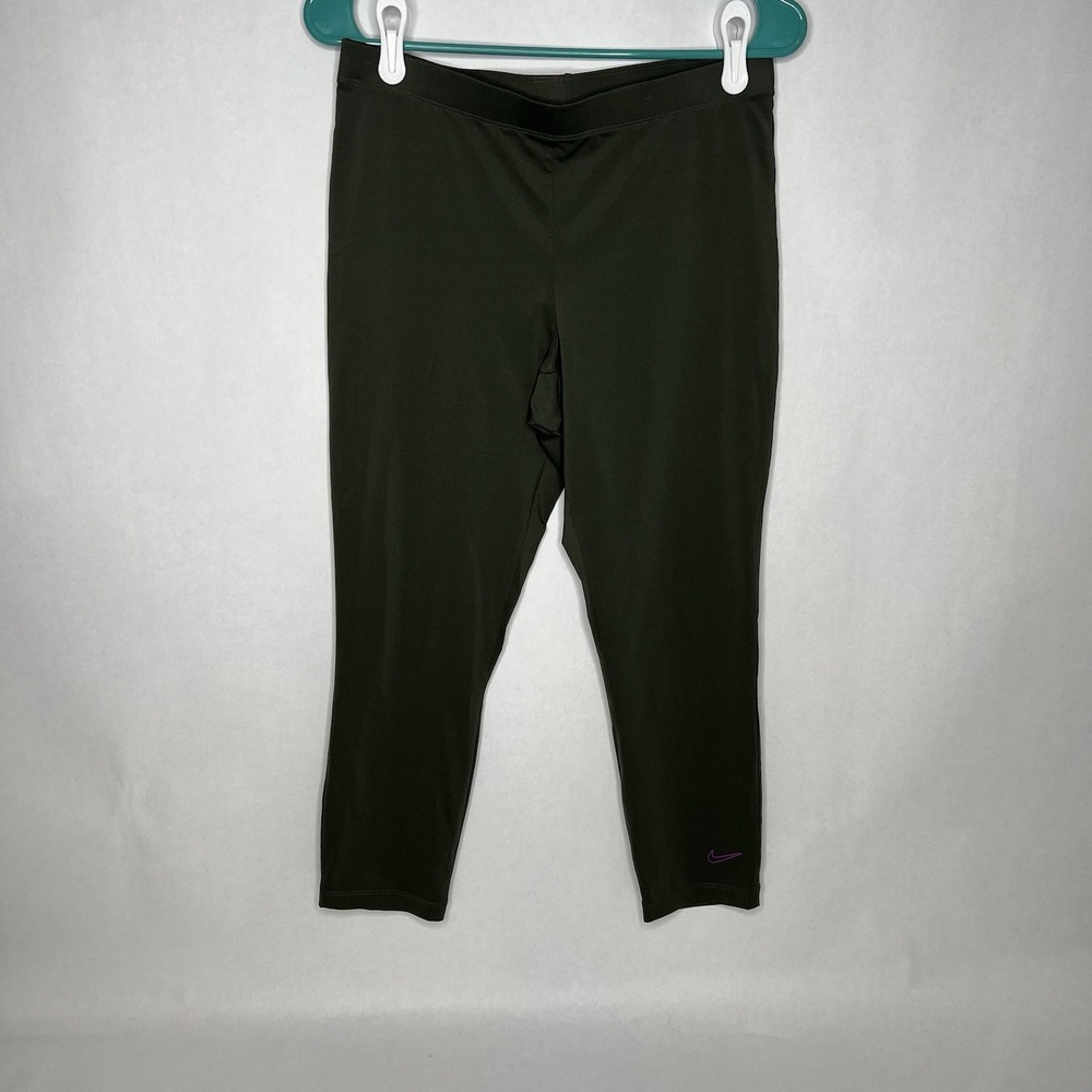 Nike Pants Med M Adult Olive Army Green‎ Dri Fit Capri Leggings Logo Medium